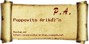 Poppovits Arikán névjegykártya